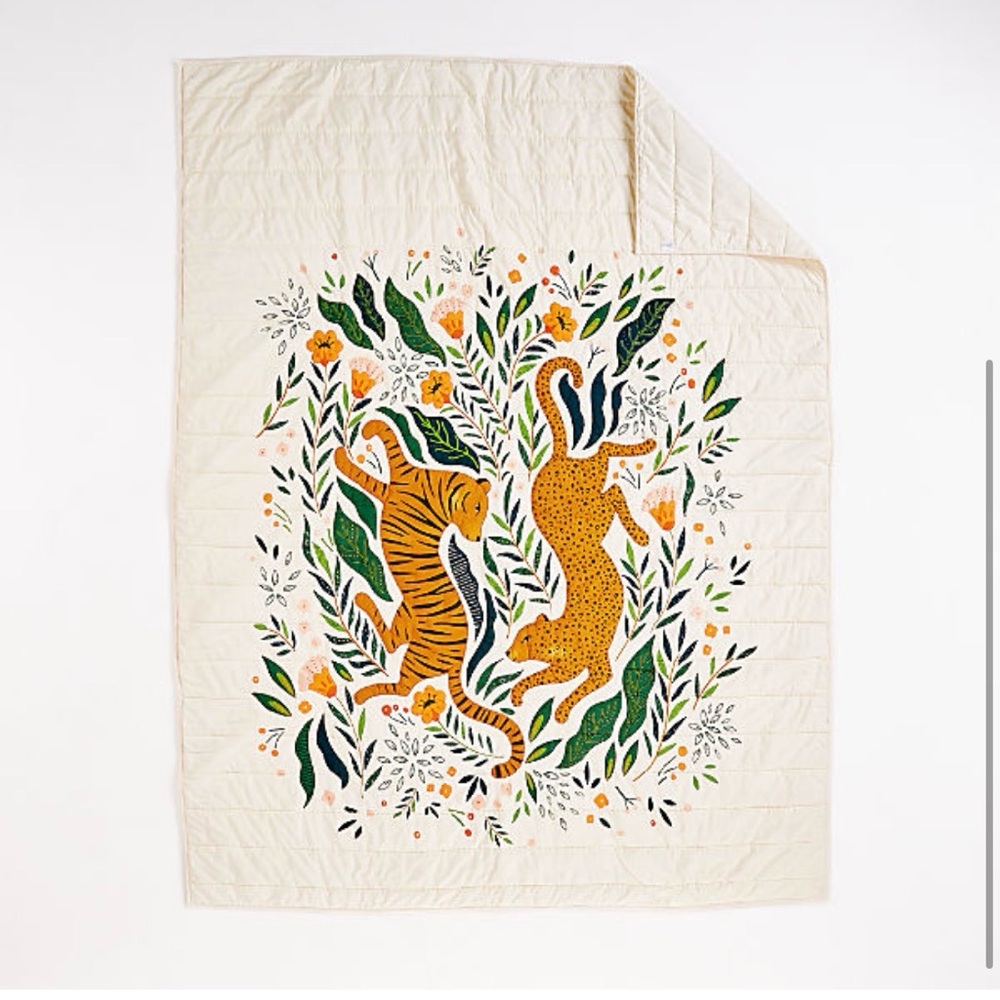 Crate & Barrel- Marrakech Tiger 100% Organic Cotton Kids Full/Queen Quilt - Picture 7 of 8